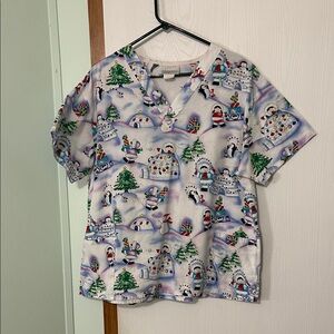 Fundamentally Cotton by White Swan Winter Wonderland Scrub Shirt